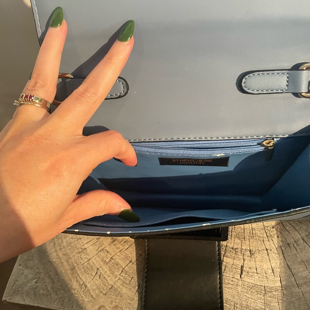 Blue with Pink Accent Crossbody Bag - Picture 6 of 8